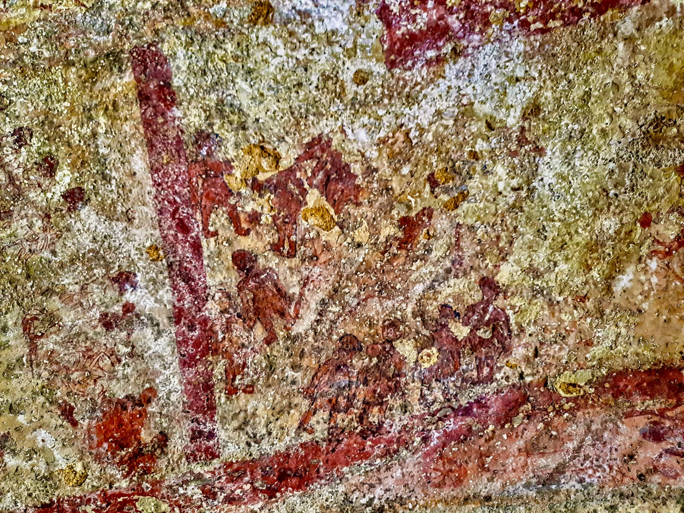 Traces of ancient paintings in the Ramgarh caves